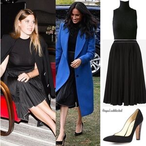 Misha Nonoo Black Pleated 'Saturday' Pleated Skirt Midi Meghan Markle Size S NWT